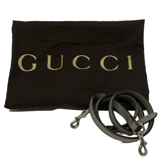 Auth GUCCI Bamboo Daily 370830 Gray Leather Handbag - Picture 3 of 16